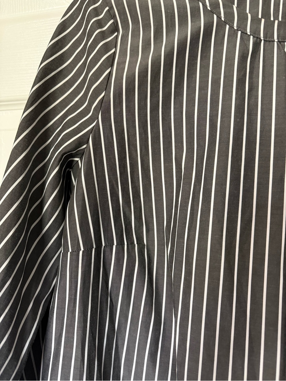Anthropologie Pleione Gray & White Stripe Drop Waist Dress- L - Picture 3 of 9